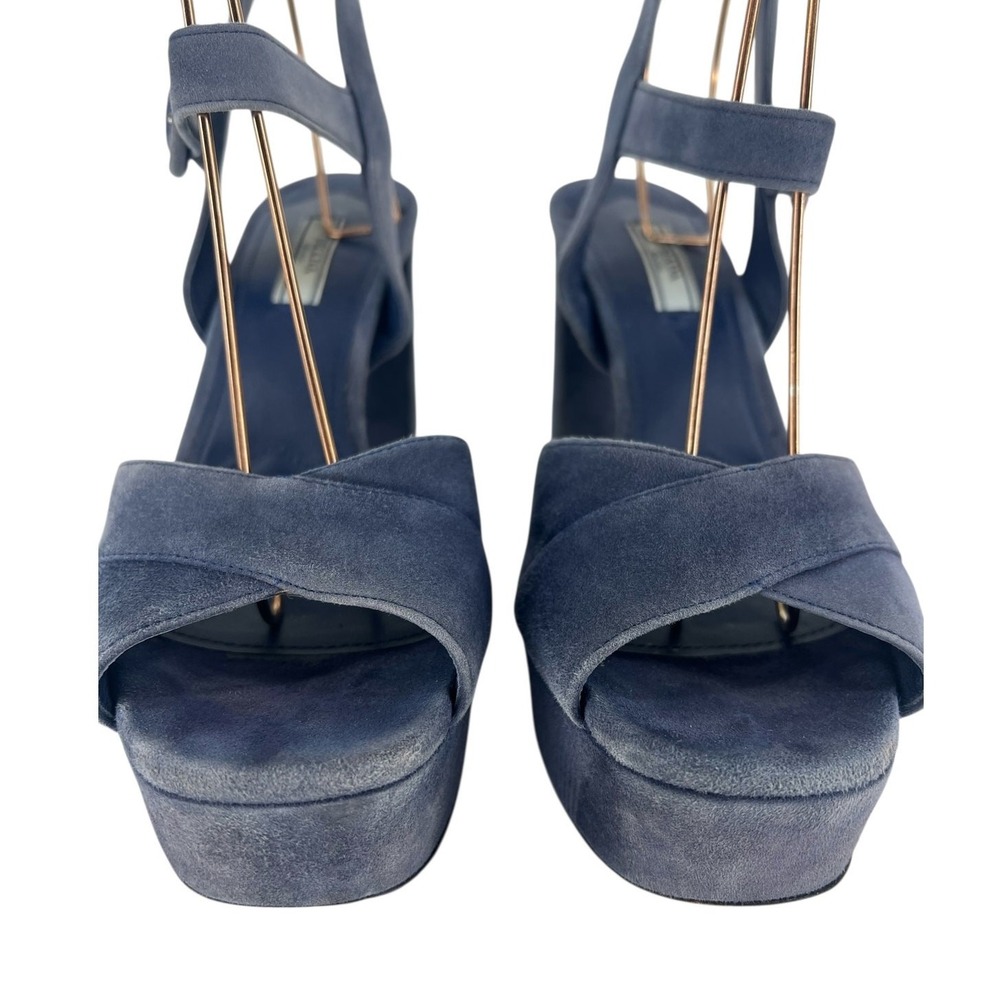 Prada Suede Crisscross Platform Sandals in Blue Size 40.5 - Picture 10 of 16